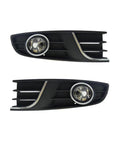 Round Fog Lights with Chrome Beading Grille Compatible with VW Polo 2014 Set